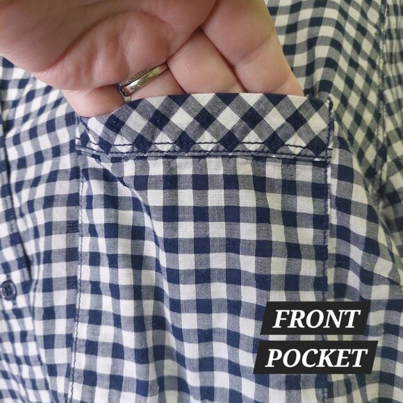 Lane Bryant Womens Blue & White Plaid Button-Up Shirt 24W Long Sleeve Cotton - Picture 9 of 13